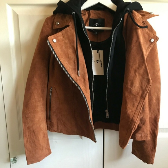 7 For All Mankind Jackets & Blazers - 7 For All Mankind Brown Suede Jacket Moto NWT